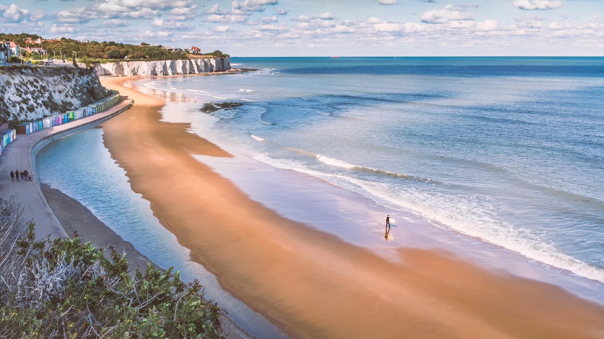 Kent coastline and beach with white cliffs