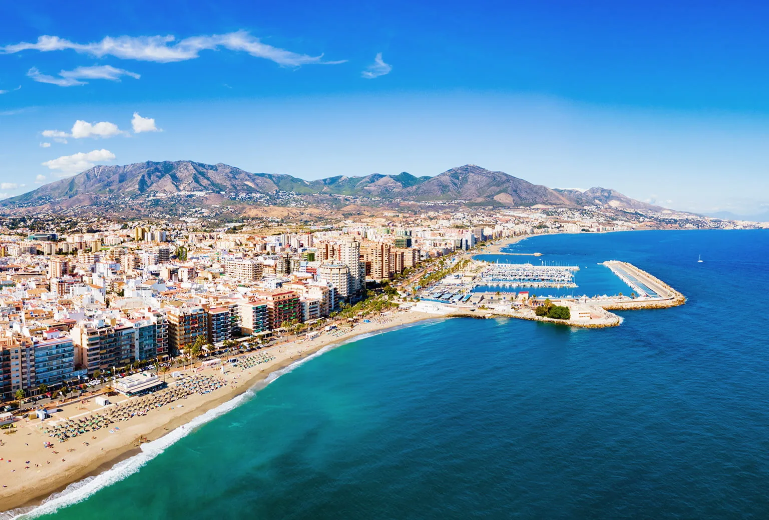 Marbella coastline and marina on the Costa del Sol